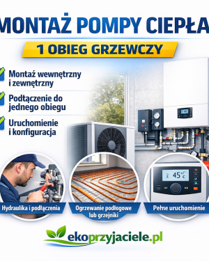 montaż pompy ciepła (jeden obieg grzewczy)